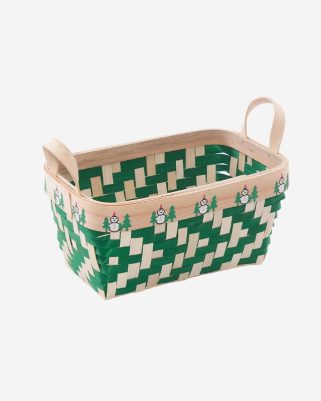 Cestino natalizio decorativo in bamboo verde