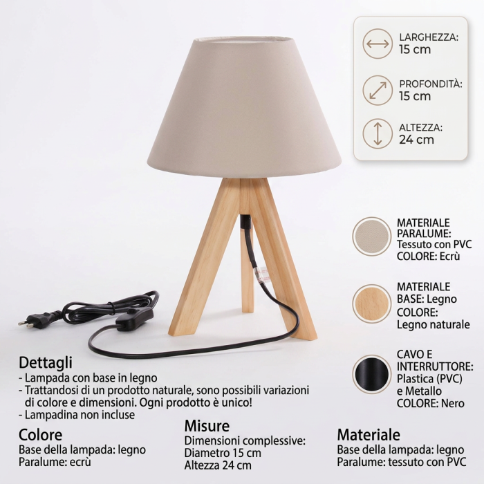 Lampada in legno treppiede - immagine 5