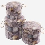 Set di 3 pouf contenitore in mdf