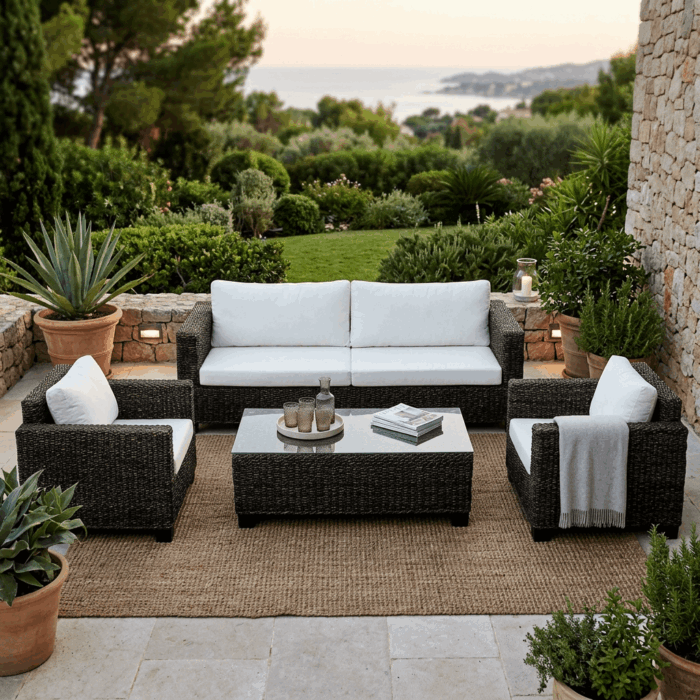 Salotto completo da giardino nero "Paula" - immagine 2