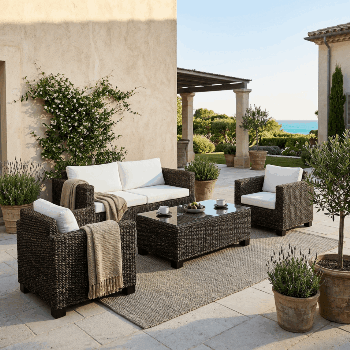 Salotto completo da giardino nero "Paula" - immagine 5