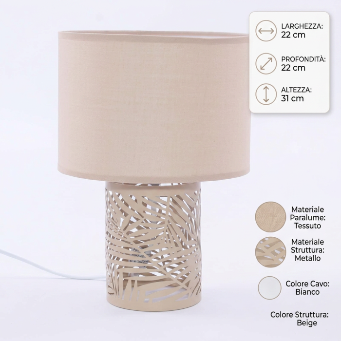 Lampada beige con design floreale Ø22H31 - immagine 4