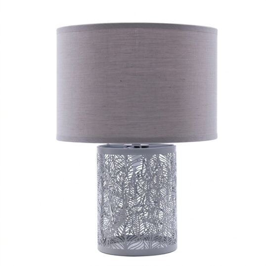 Lampada grigia con design floreale Ø22H31