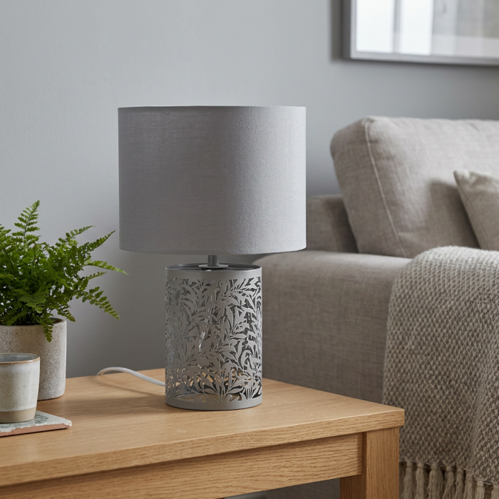 Lampada grigia con design floreale Ø22H31 - immagine 5