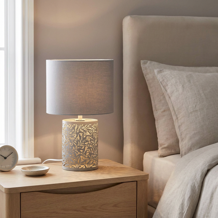 Lampada grigia con design floreale Ø22H31 - immagine 2