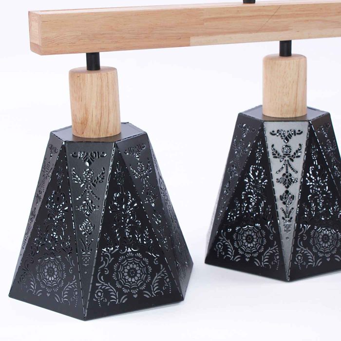 Lampadario in legno e metallo - immagine 6