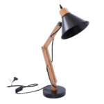 Lampada da scrivania pieghevole nera in legno e metallo