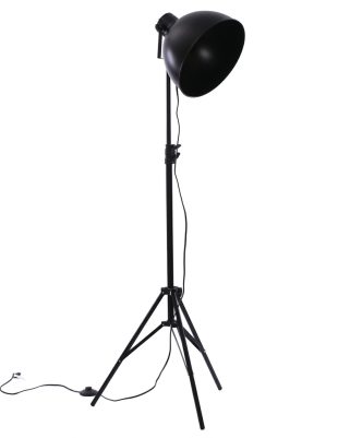 Lampada da Terra Nera a Treppiede in Metallo Attacco E27 Altezza Regolabile fino a 213 cm