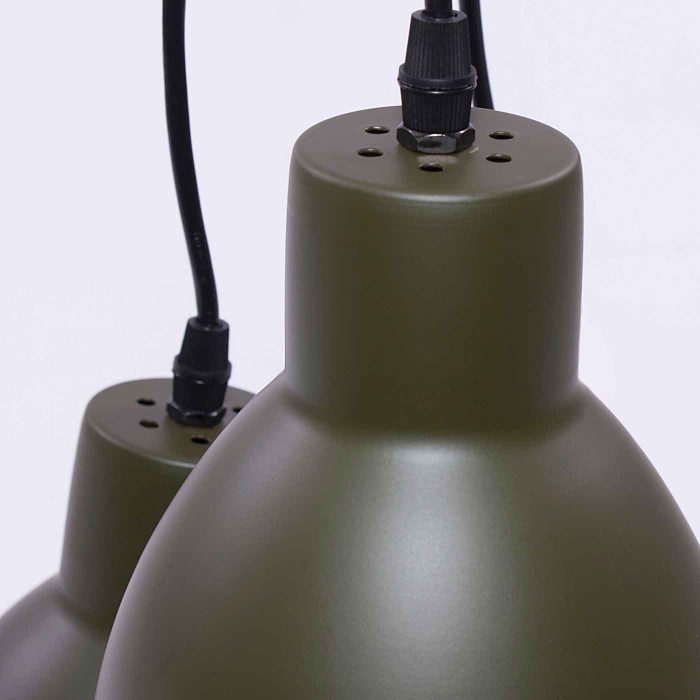 Lampadario a tre luci verde militare - immagine 2