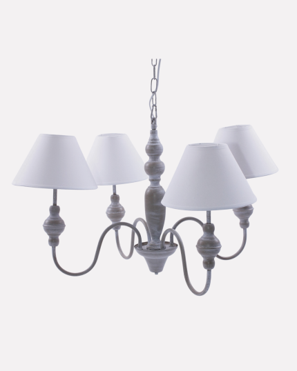 Lampadario in metallo grigio 4 bracci