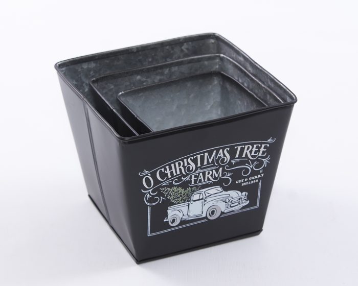 Vaschetta natalizia decorativa nera in latta in set di 3 - immagine 3