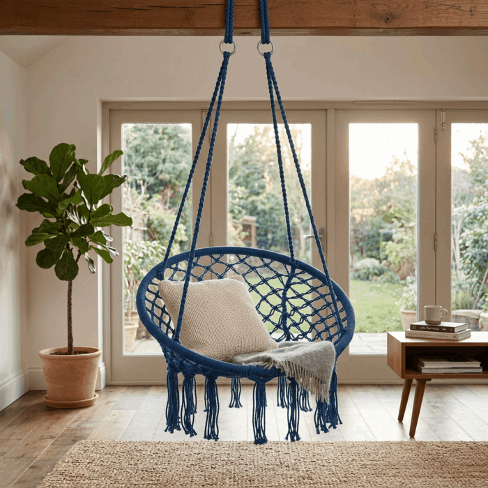 Poltrona pensile blu in cotone - immagine 5