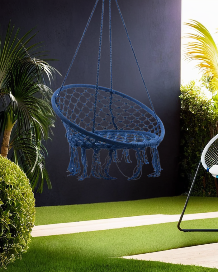 Poltrona pensile blu in cotone - immagine 2