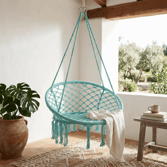 Poltrona pensile acquamarina in cotone - immagine 5