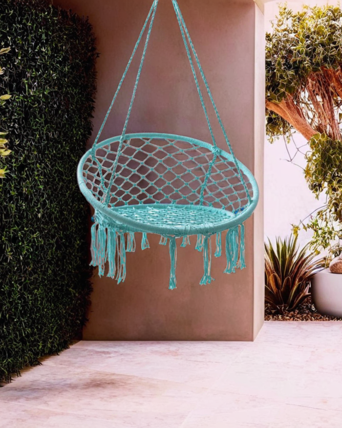 Poltrona pensile acquamarina in cotone - immagine 2