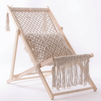 sedia sdraio macramè pieghevole