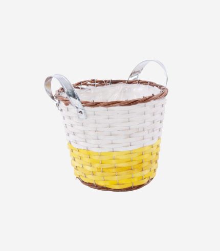 Portavaso in vimini giallo