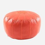 Pouf arancione in cuoio
