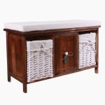 Panca bicolor con cestini in vimini