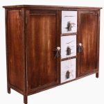 Credenza bicolor in paulonia con cassetti