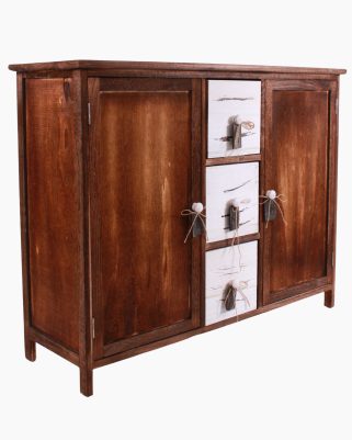 Credenza bicolor in paulonia con cassetti