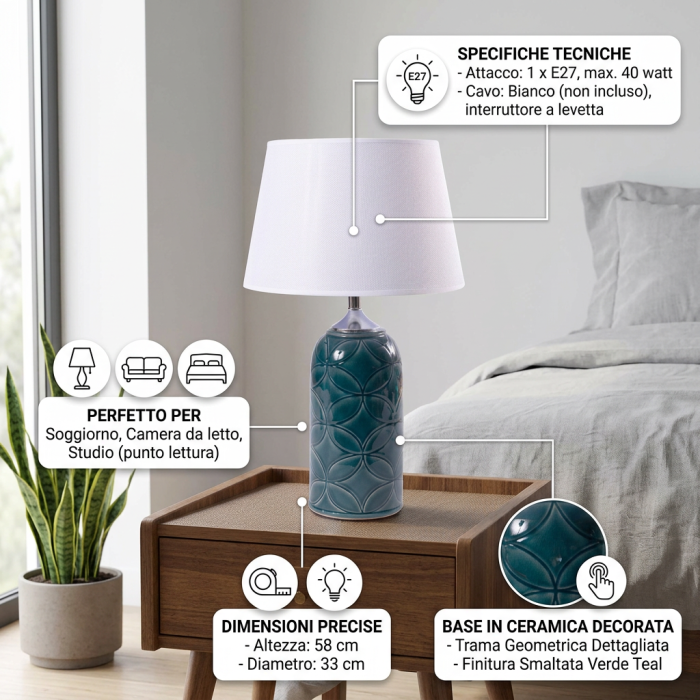 Lampada verde in ceramica - immagine 3