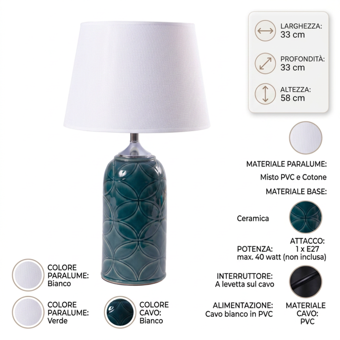 Lampada verde in ceramica - immagine 5