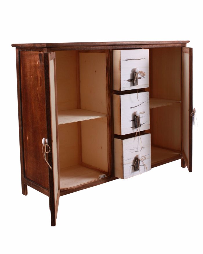 Credenza bicolor in paulonia con cassetti - immagine 2