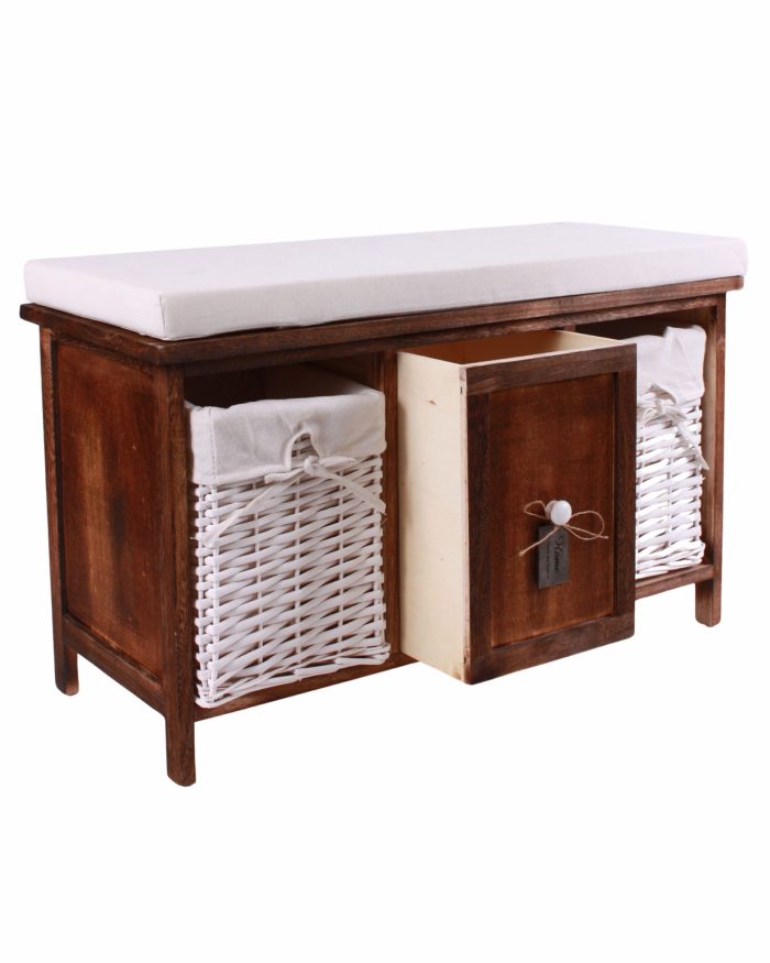 Panca bicolor con cestini in vimini - immagine 2