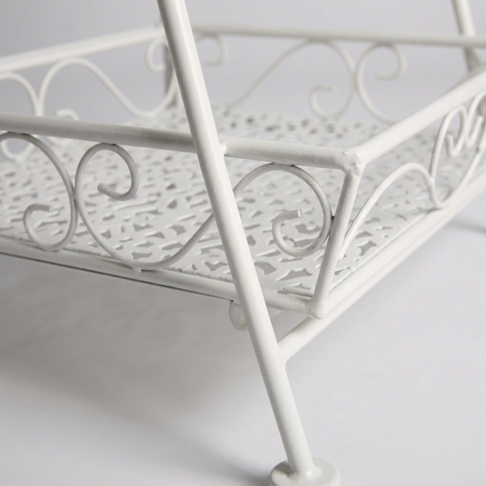 Scaffale a scaletta in metallo bianco - immagine 6
