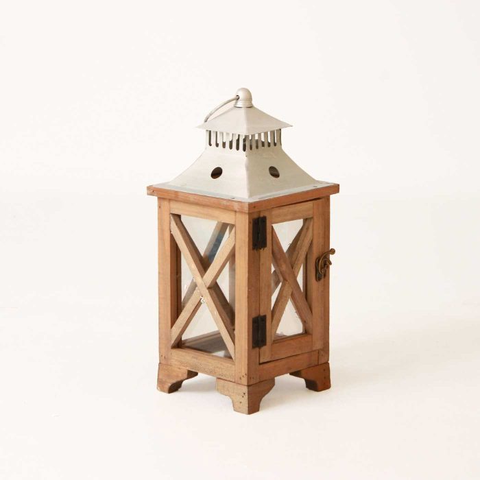 Lanterna in abete e metallo in set di 3 - immagine 2