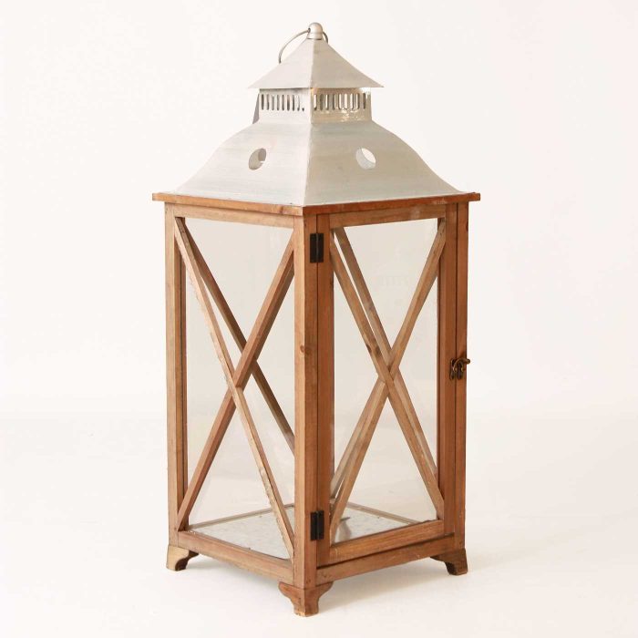 Lanterna in abete e metallo in set di 3 - immagine 4