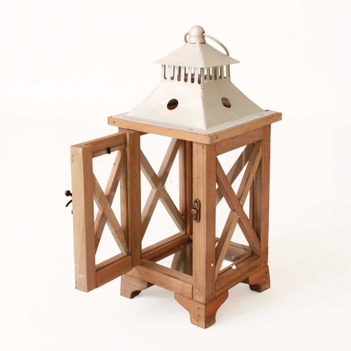 Lanterna in abete e metallo in set di 3 - immagine 7