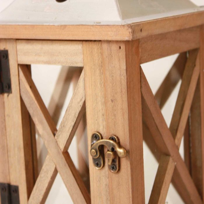 Lanterna in abete e metallo in set di 3 - immagine 5