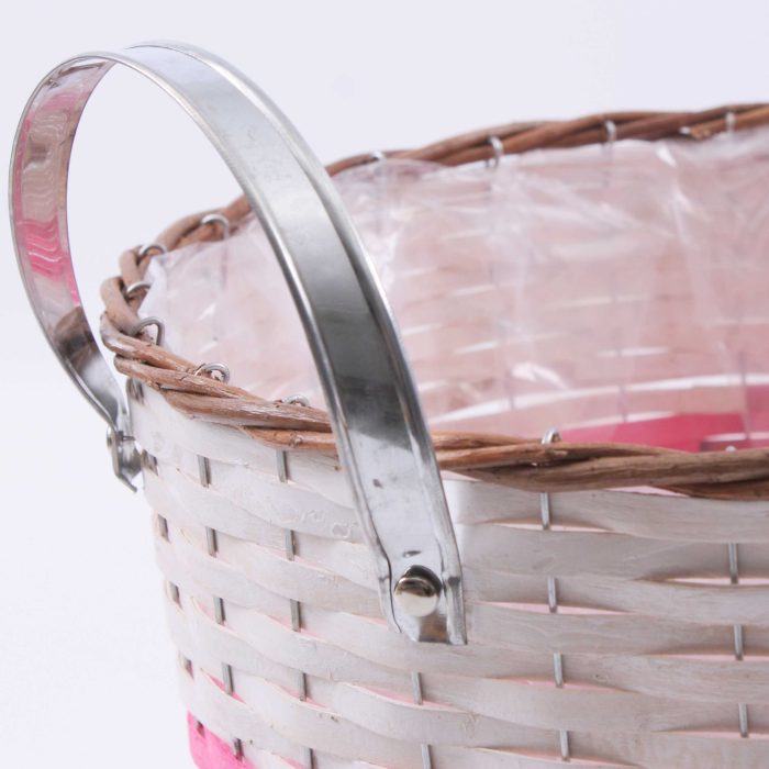 Portavaso in vimini fucsia con manici - immagine 3