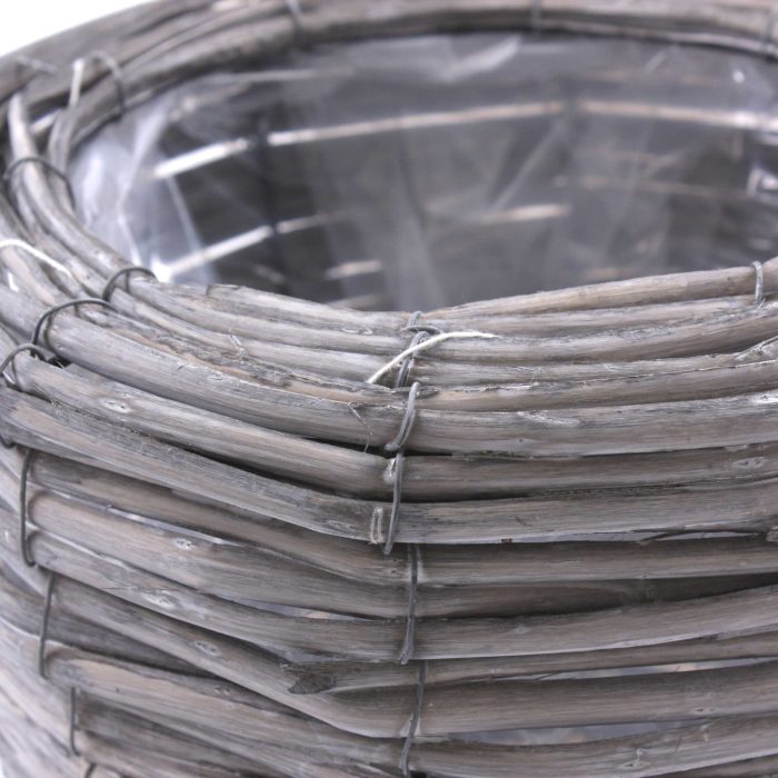 Portavaso alto rotondo in vimini grigio - immagine 2