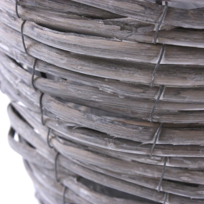 Portavaso alto rotondo in vimini grigio - immagine 4