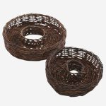 Set di 2 cesti a ciambella in vimini grezzo