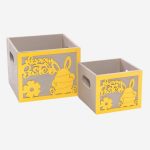 Set di 2 portavasi gialli "Happy Easter"