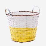 Portavaso in vimini giallo con manici