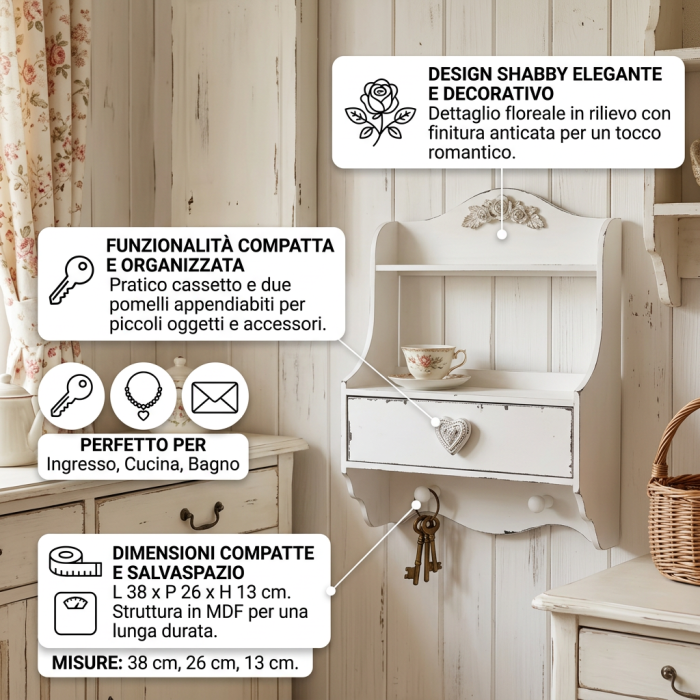 Pensile in legno bianco - immagine 3