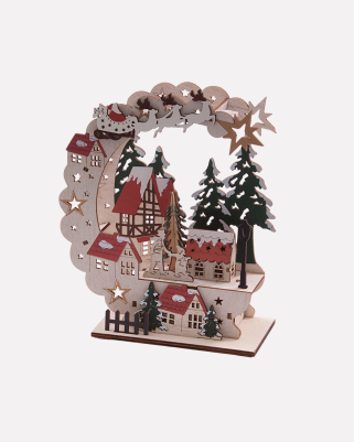 Decorazione paesaggio natalizio con luci