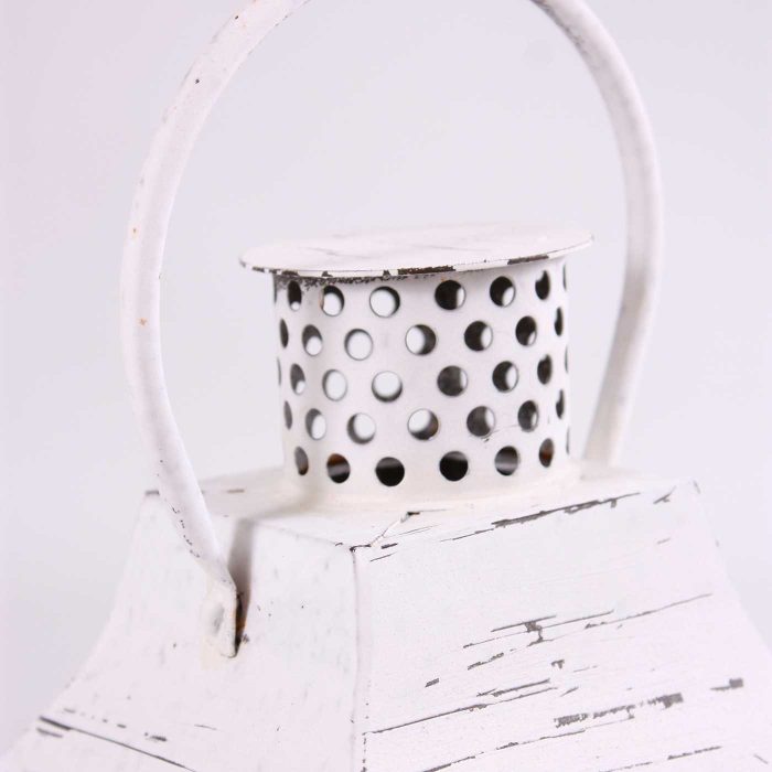 Lanterna bianca in abete e metallo - immagine 3