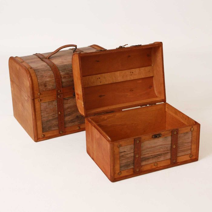 Bauli in compensato in set di due colore grigio marrone - immagine 2