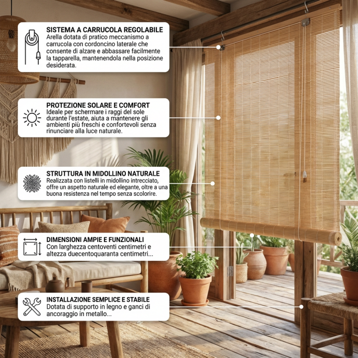 Arella in midollino con carrucola 120X240 - immagine 3