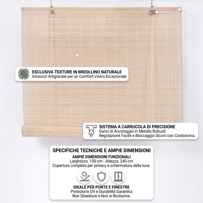 Arella in midollino con carrucola 150X240 - immagine 3