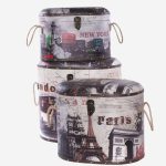 Set di 3 pouf contenitori "Città"