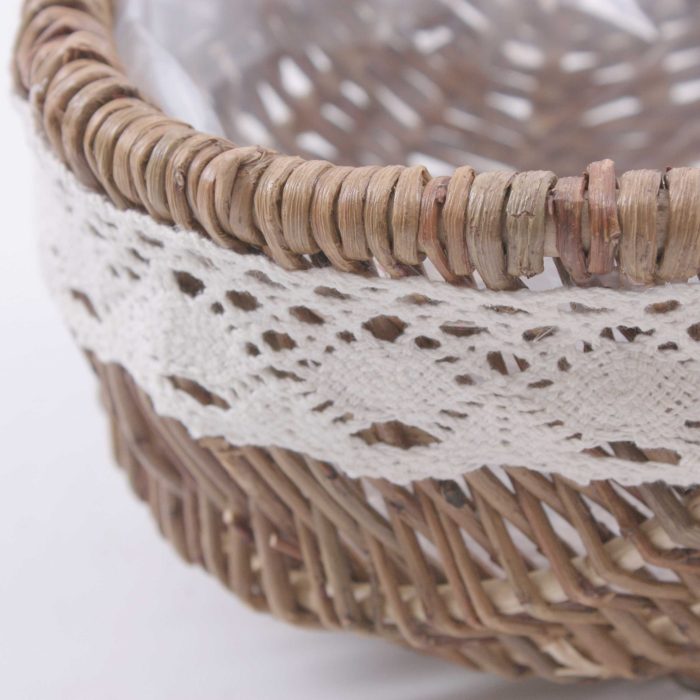 Cesto ovale in vimini grezzo con manico - immagine 3