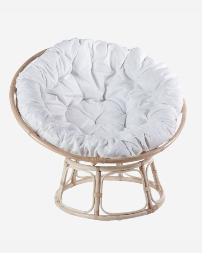 Poltrona rotonda in rattan naturale "Papasan"