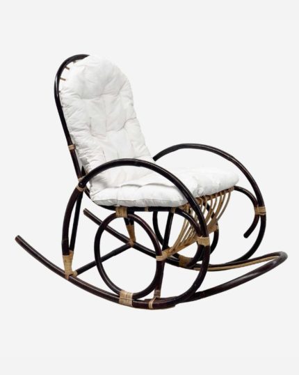 Sedia a dondolo in rattan noce "Manao"